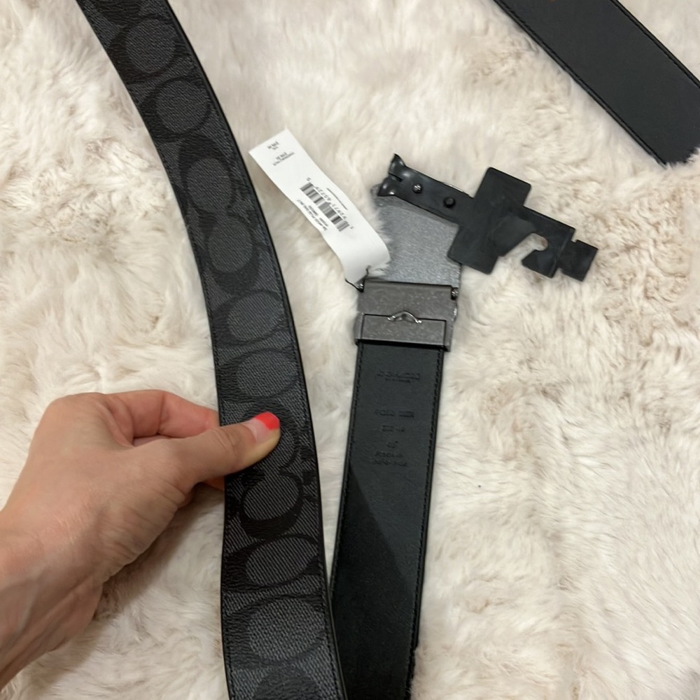 Coach Plaque Buckle Cut To Size Reversible Belt, 38 Mm No. 91286 black&c… - Picture 6 of 8